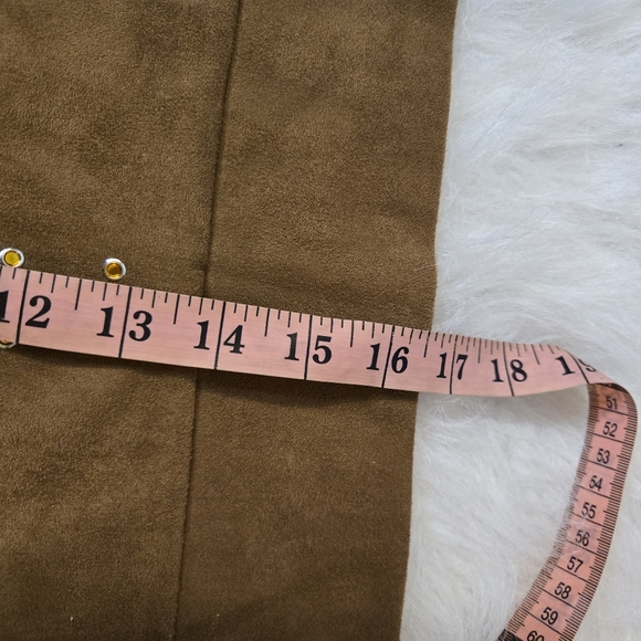 Brown Suede Western Skirt with Gold Accents! - Picture 8 of 9